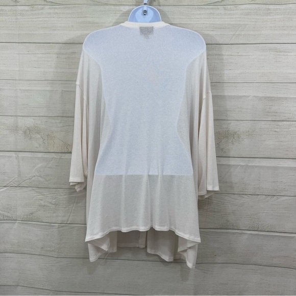 J.Jill Wearever Collection Cream V Neck Short Sleeve Cardigan Sweater - Picture 5 of 8